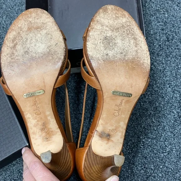 Cole Haan carma air hi heels sandal strappy Woodbury brown tan 7.5 - Picture 14 of 15